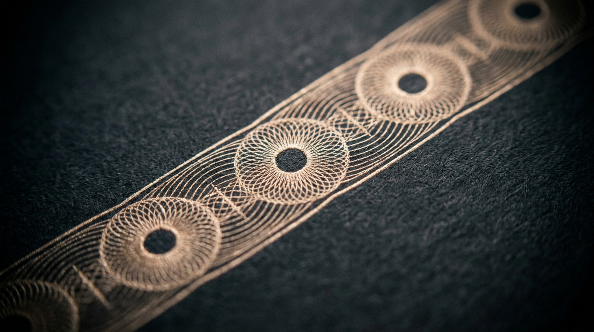 Gravure taille-douce en relief, encre champagne sur papier sombre